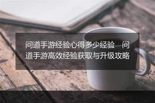 问道手游经验心得多少经验　问道手游高效经验获取与升级攻略