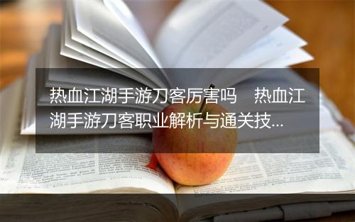 热血江湖手游刀客厉害吗　热血江湖手游刀客职业解析与通关技巧
