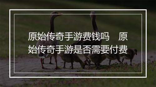 原始传奇手游费钱吗　原始传奇手游是否需要付费