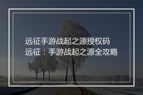 远征手游战起之源授权码　远征：手游战起之源全攻略